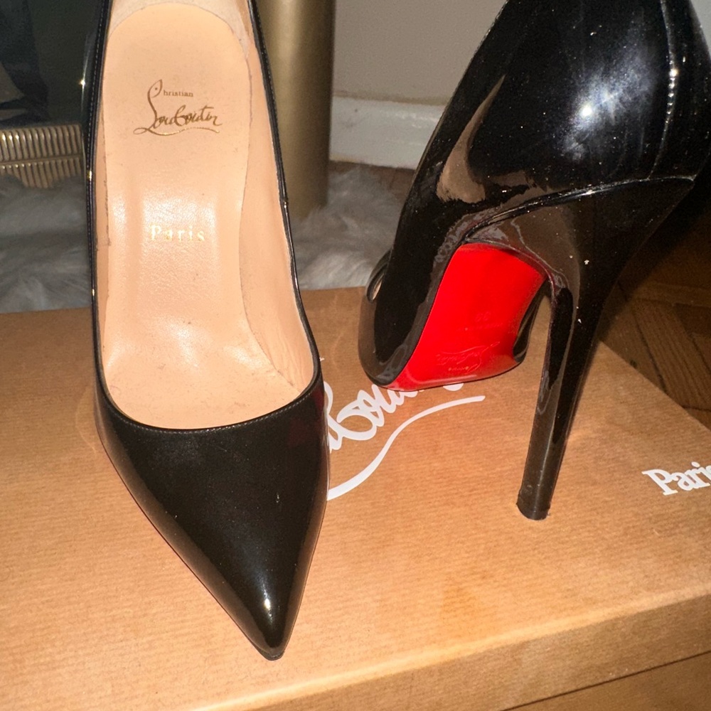 Christian Louboutin Glossy Black Heels with Red Soles